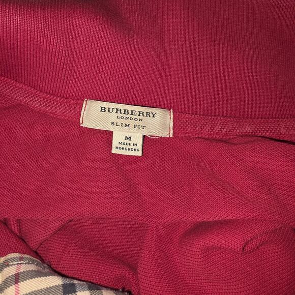 Burberry London Slim Fit Red Mens M Short Sleeve Polo - Picture 4 of 4
